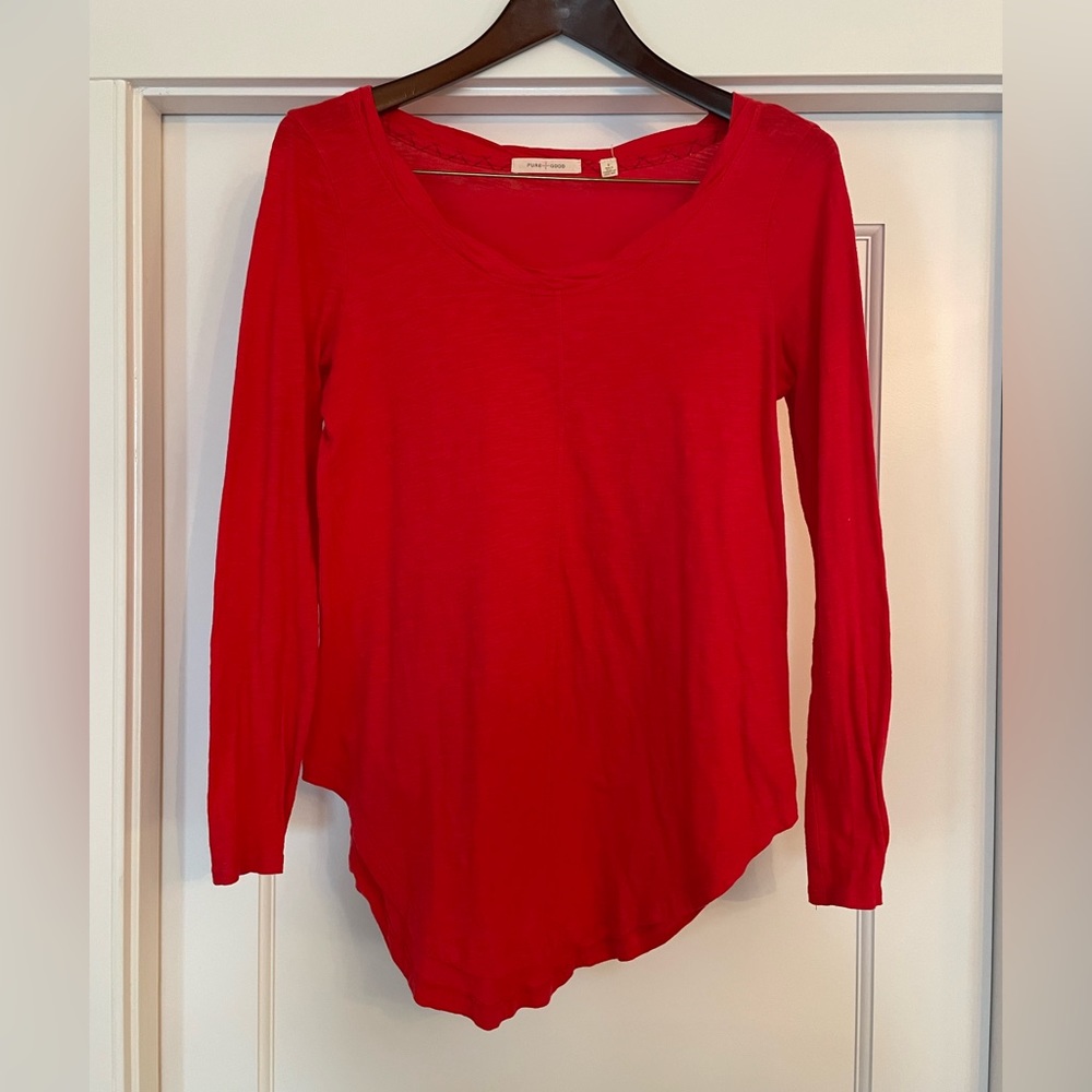 Anthropologie Pure + Good tunic long sleeve red shirt, small